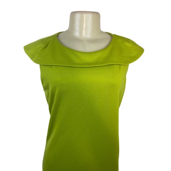 Premier Lime Green Sleeveless Sheath Dress W/ Collar Detail Size 6 - Picture 4 of 8